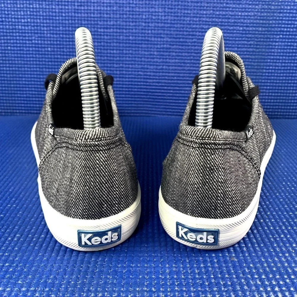 KEDS KICKSTART DENIM TWILL Women`s Size 7.5 Grey Black Comfort Shoes WF58556